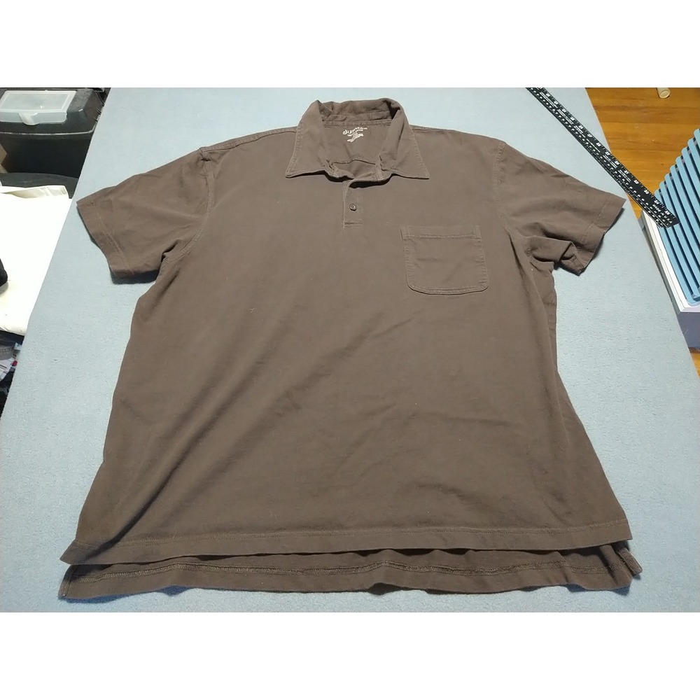 St John's Bay Pullover Polo Men XXL Brown Lakeside Vintage Dad Work Office